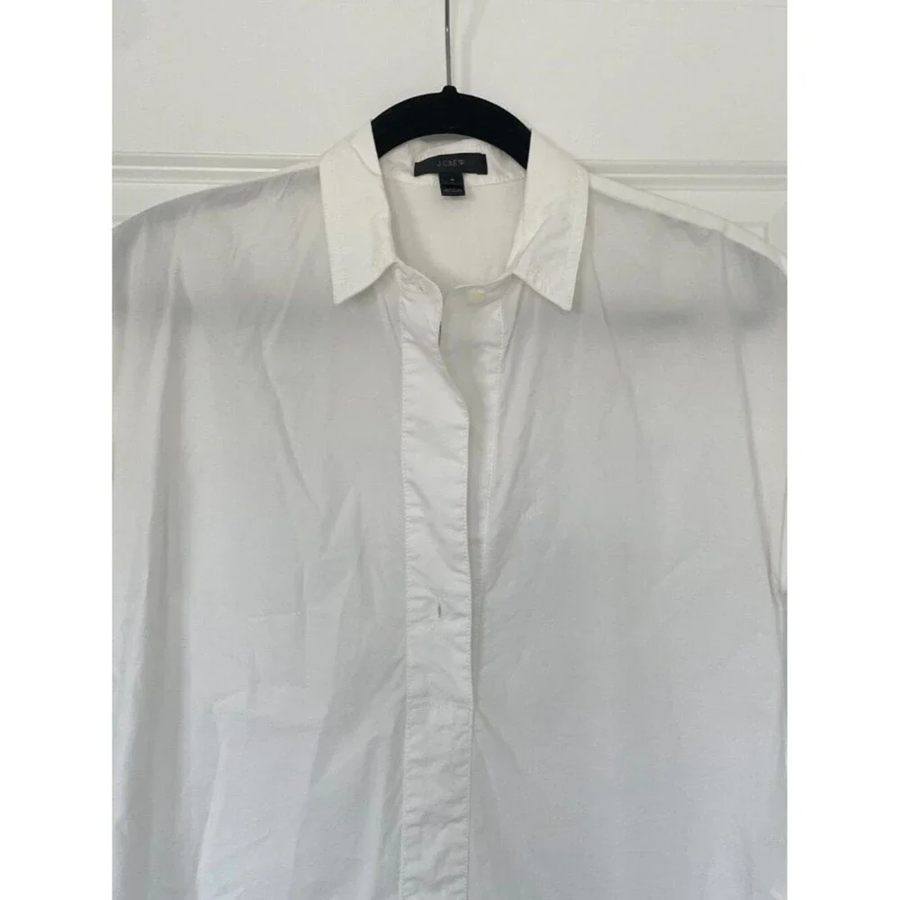 J.Crew White Poplin Shirt Women 4 Quiet Luxury Cotton Button Down Top